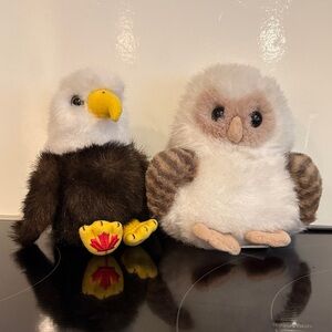 Cuddly Eagle and Owl Plush Toy Set - Brown and White
